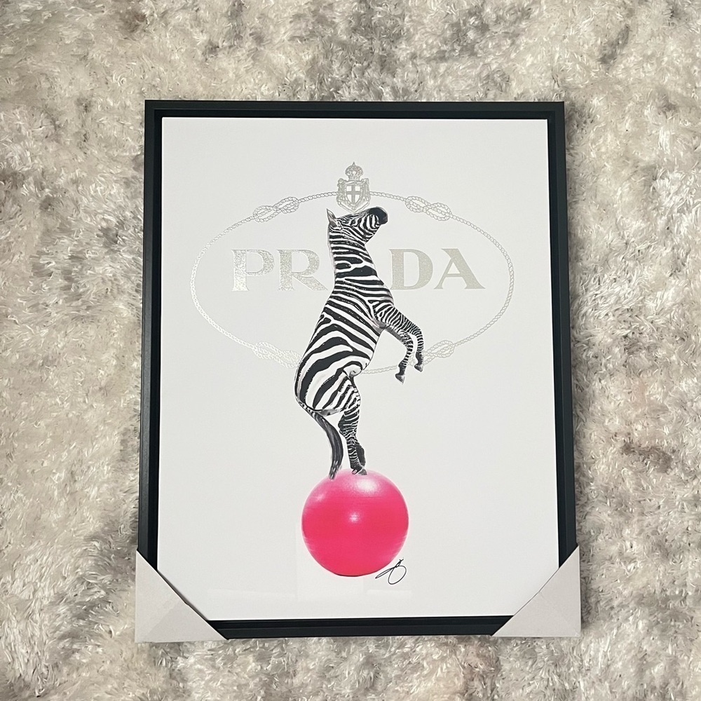 Prada Zebra Wall Art with Black Frame